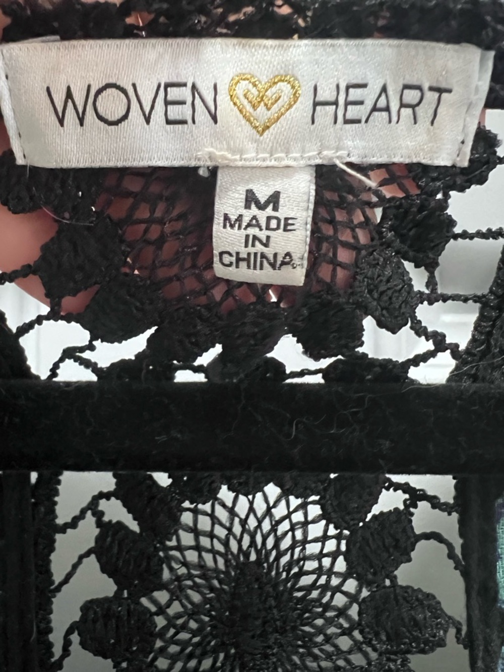 Woven Heart Gorgeous Black Floral Fringe Kimono with Pink & Teal Flowers - Picture 9 of 10